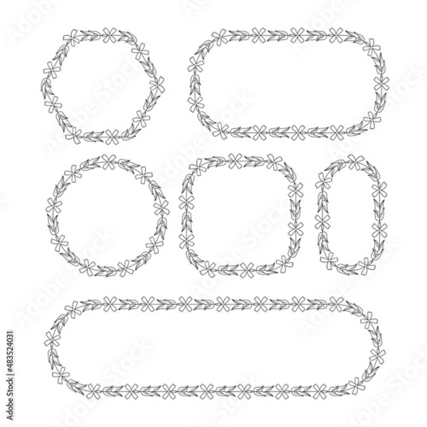 Fototapeta decorative floral frame leaves and flower vector illustration