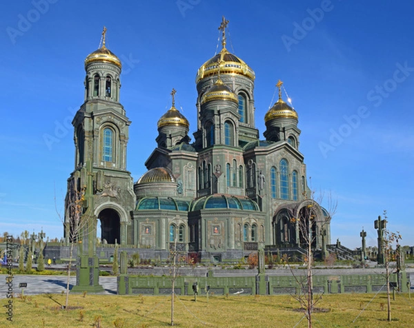 Fototapeta The main temple of the Armed Forces of the Russian Federation. Construction was completed on May 9, 2020. The author of the project is Dmitry Smirnov. Moscow, Russia, 10.09.2021.