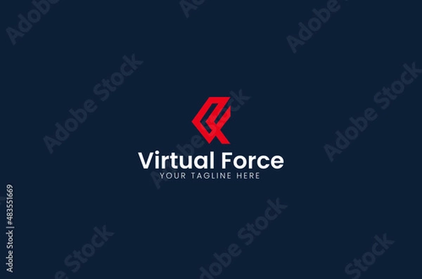 Fototapeta VF Initial Letter Logo Design Virtual Reality Force 
