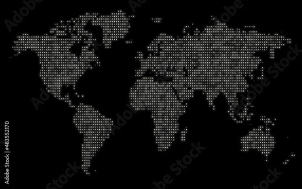 Fototapeta world map on black background