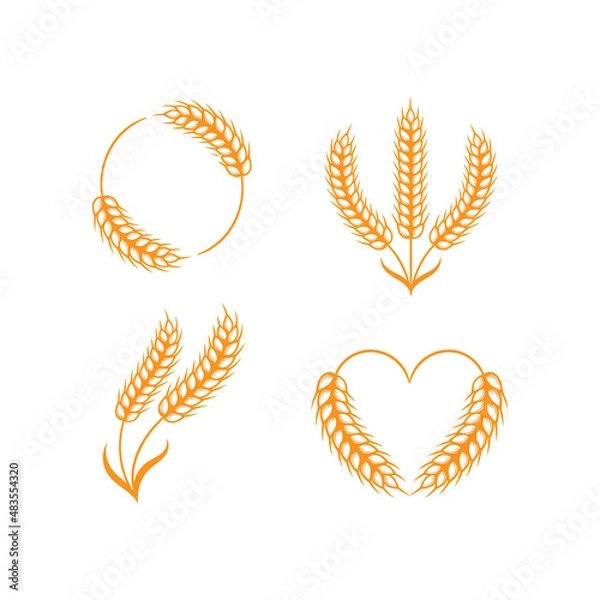 Obraz set of grain weath or rice logo design Vector template