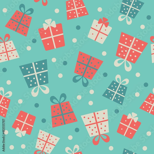 Fototapeta Seamless pattern with gift boxes.