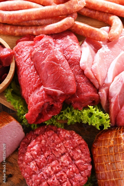 Obraz Composition with assorted meat products