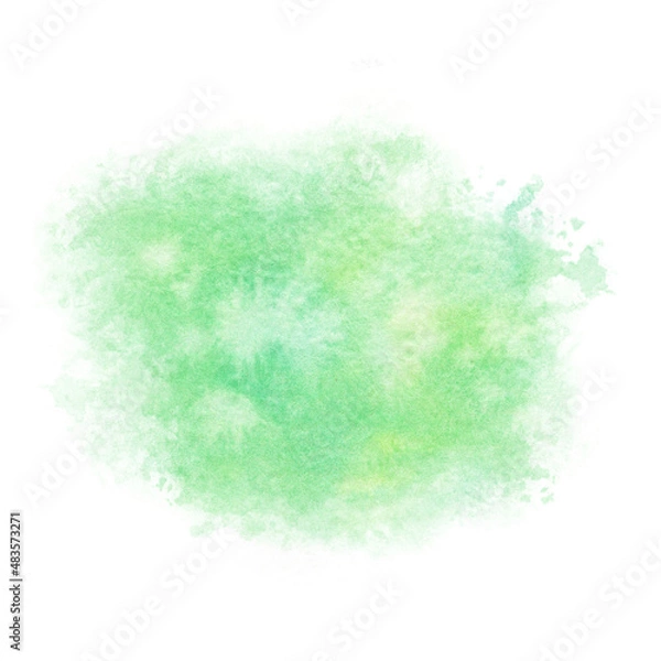 Obraz Green watercolor splash. Isolated on a white background.
