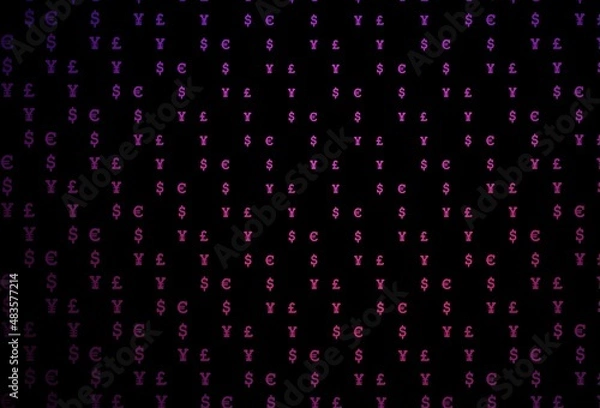 Obraz Dark pink vector texture with financial symbols.