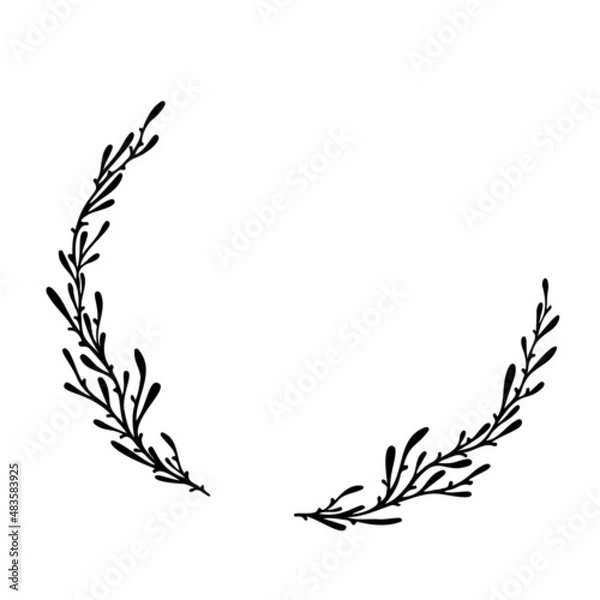 Fototapeta Vector floral border. Hand drawn botanical greenery branch. Wedding frame. Leaf border frame.