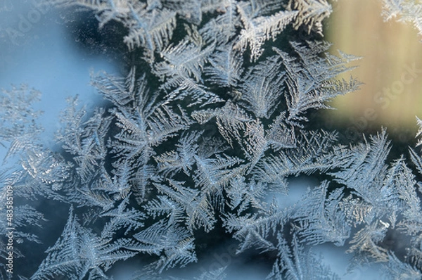 Obraz Abstract frosty pattern on glass, background texture.