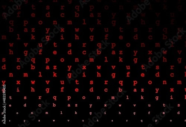 Obraz Dark red vector background with signs of alphabet.