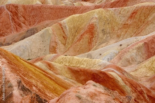 Obraz 中国・甘粛省 張掖丹霞地貌　七彩山