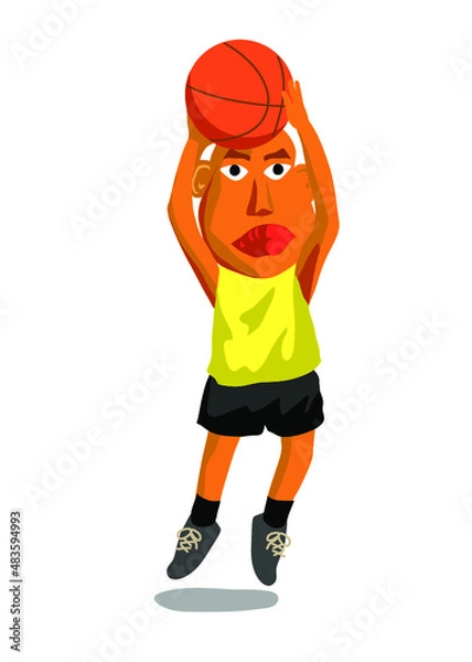 Obraz バスケットボール　シュート　ゴール　 スポーツイラスト