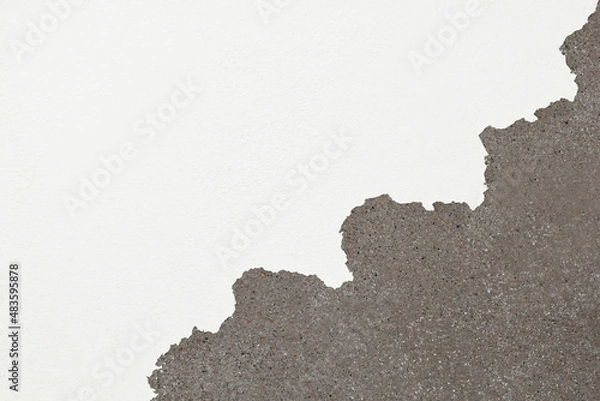 Fototapeta Closeup of peeling painted wall. Peeling white paint on the concrete wall.