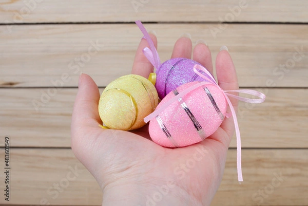 Obraz Preparation for easter celebration with eggs decoration