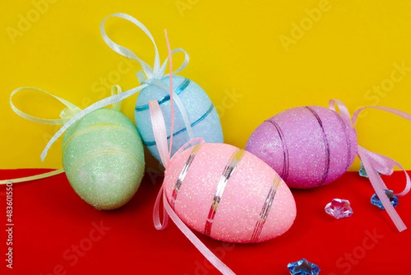 Obraz Preparation for easter celebration with eggs decoration