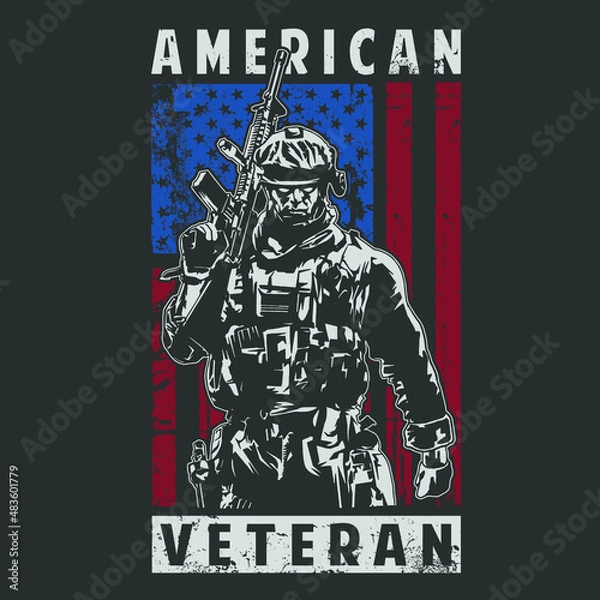 Obraz american veteran army illustration vector