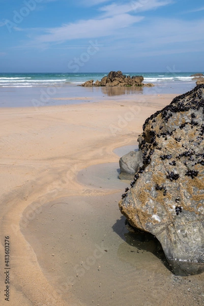 Fototapeta Cornish tidal pool on Tolcarne Beach in Newquay on the Cornish coast