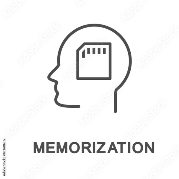 Fototapeta Icon – memorization. Memorization is the process of imprinting and subsequent storage of perceived information. The thin contour lines.