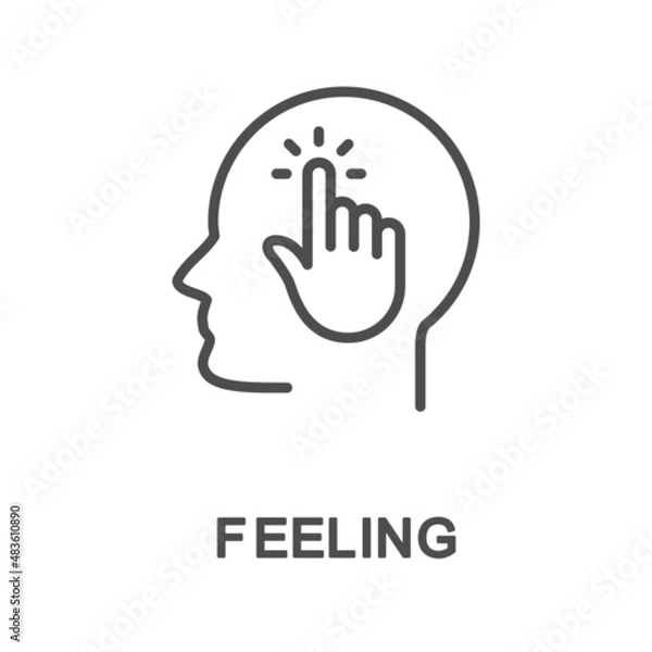 Fototapeta Icon – feeling. The touch is transmitted to the brain and creates a sensation. The thin contour lines.