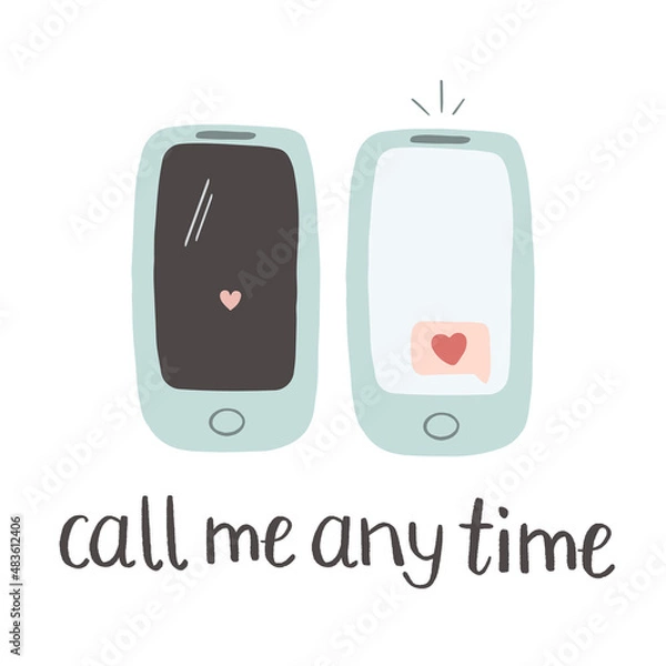 Obraz Cell phone with a love message on a screen vector illustration
