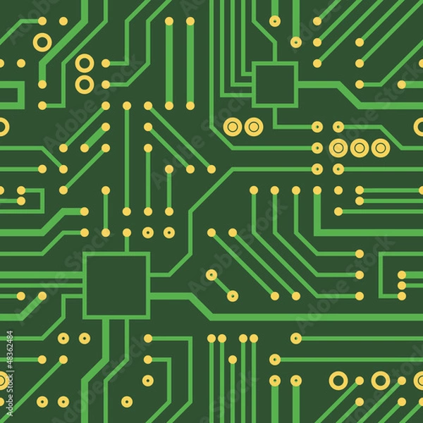 Fototapeta Circuit board seamless pattern