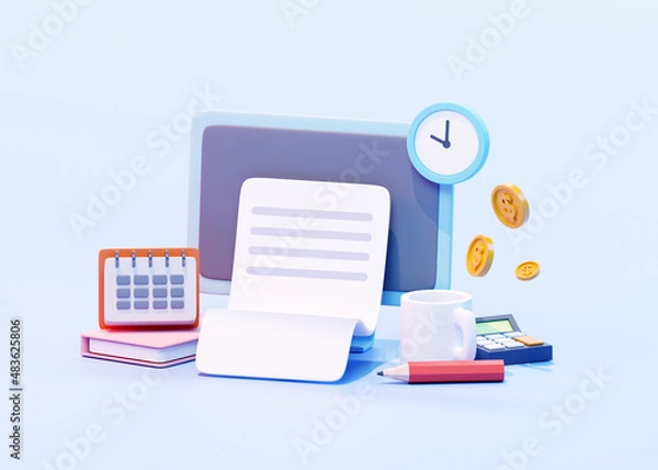 Obraz Payroll concept 3d illustration on light background