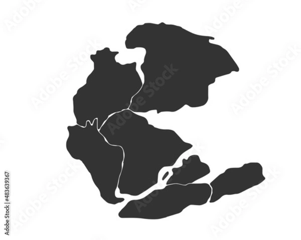Obraz Pangaea or Pangea. supercontinent. vector illustration