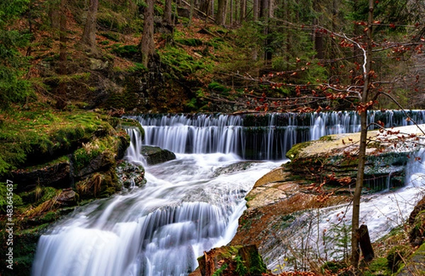 Fototapeta Szklarka, Sudety, Polska, Karkonosze, Karpacz, Świątynia, Wang, Wodospad, potok 