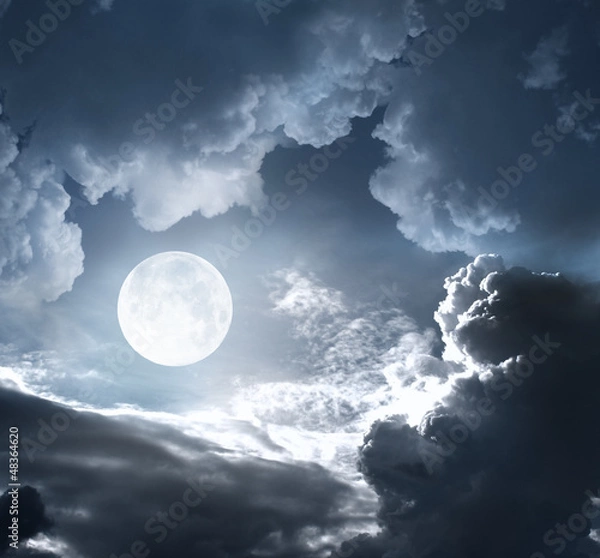 Obraz night sky with moon and clouds