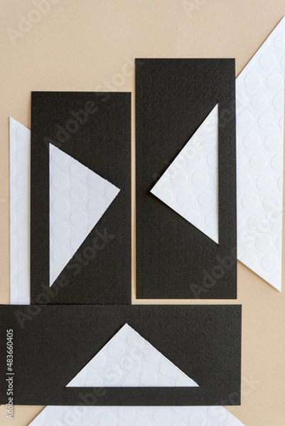 Fototapeta abstract geometric paper background in black and white