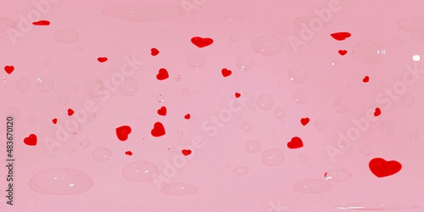 Obraz 3d rendering, 3D illustration; HDRI environment map of hearts and bubbles romantic 360 panoramic background for lovers