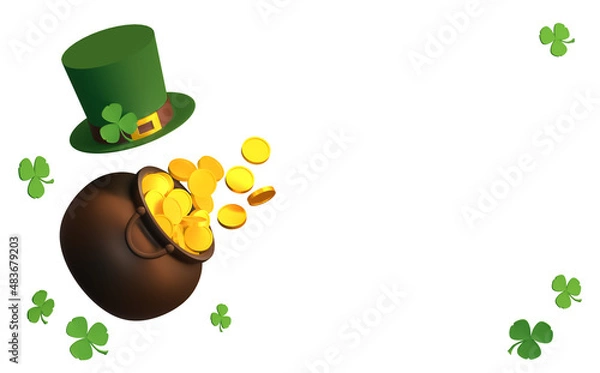 Obraz Banner St. Patrick's Day. A pot of gold and a leprechaun's hat.