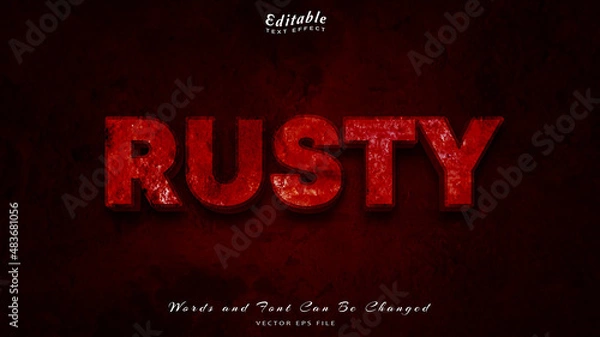 Obraz rusty editable text effect, free font.
