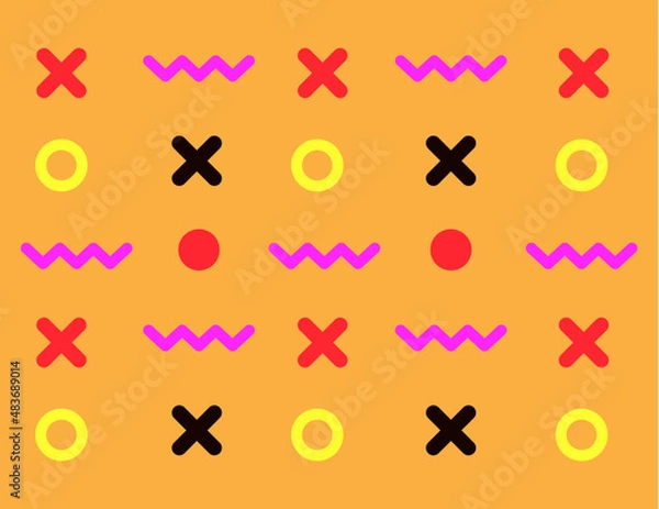 Obraz Pattern background game style, retro and funny shapes.