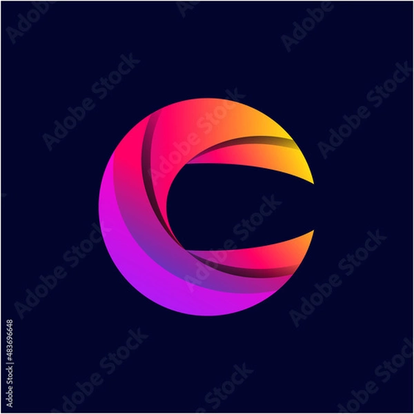 Obraz Abstract and unique C letter gradient multicolored-1