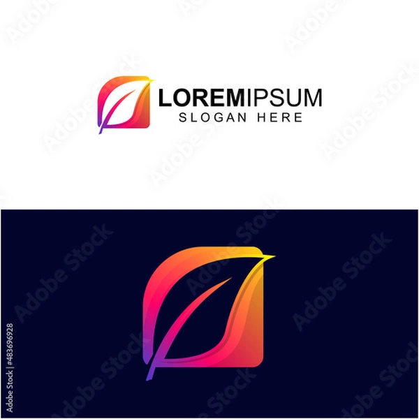 Obraz Gradient color logo leaf negative space