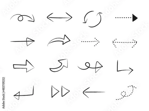 Fototapeta 矢印　方向　マーク　記号　手描き　ベクター