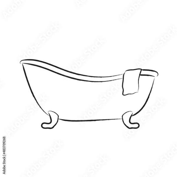 Fototapeta お風呂　入浴　手描き　イラスト