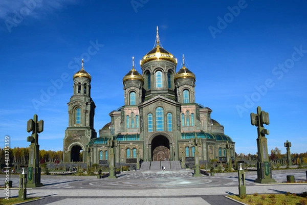 Fototapeta The main temple of the Armed Forces of the Russian Federation. Construction was completed on May 9, 2020. The author of the project is Dmitry Smirnov. Moscow, Russia, 10.09.2021.