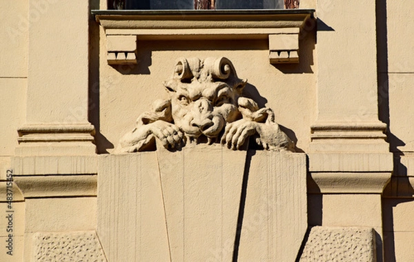 Fototapeta The Matvey Ponizovsky Mansion is a building erected in 1903-1904 by architect Lev Kekushev for the Moscow Yakov Rekka Trade and Building Society. Moscow, Russia, 10, 07, 2021