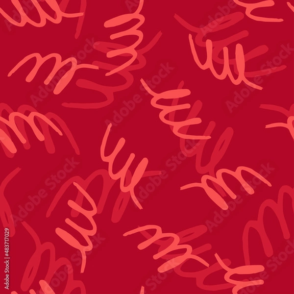 Fototapeta Seamless pattern with pink hooks on red background. Vector design for textile, backgrounds, clothes, wrapping paper, fabric and wallpaper. Fashion illustration seamless pattern.