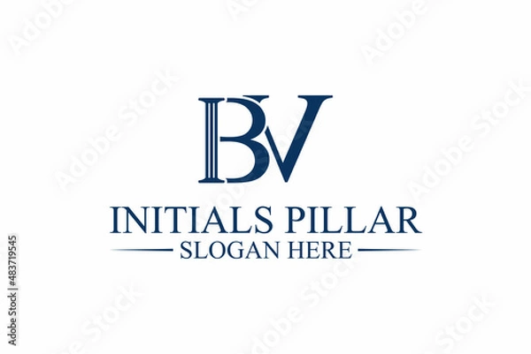 Fototapeta legal pillar logo, initial letter b/v. premium vector