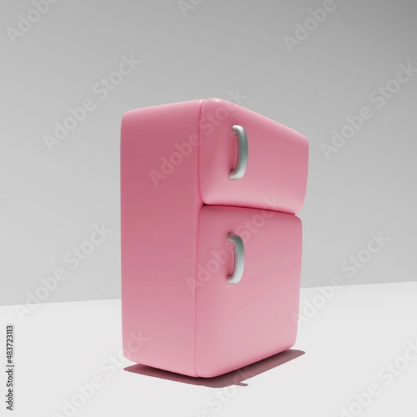 Fototapeta 3d cute fridge. Isometric view.