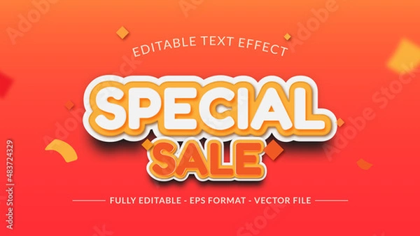 Fototapeta Special Sale Text Effect with Falling Confetti