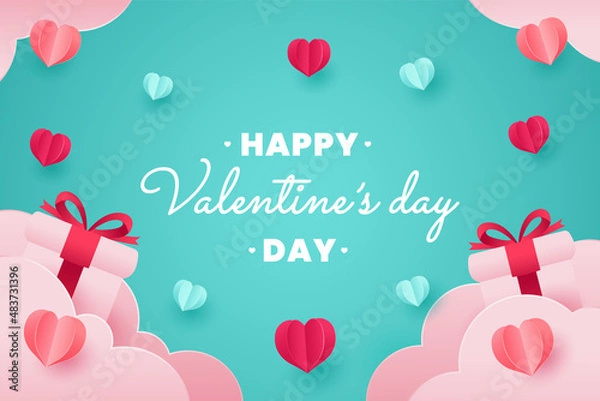 Obraz Happy valentine's day banner and background with romantic valentine decorations