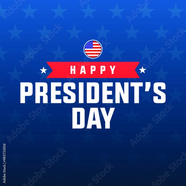 Fototapeta happy president's day modern creative banner, sign, design concept, social media post, template with blue and red color on an american abstract background 