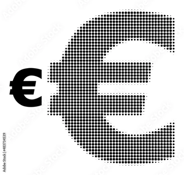 Fototapeta Euro symbol halftone dotted icon. Euro symbol vector icon mosaic is done from halftone pattern which contains round points.
