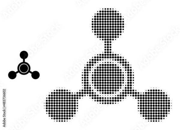 Obraz Methane molecule halftone dotted icon. Methane molecule vector icon mosaic is done of halftone array which contains circle elements.