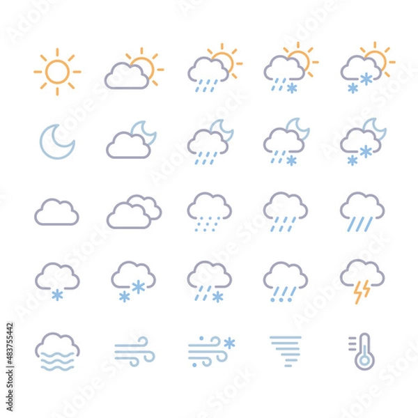 Fototapeta Weather forecast icons set