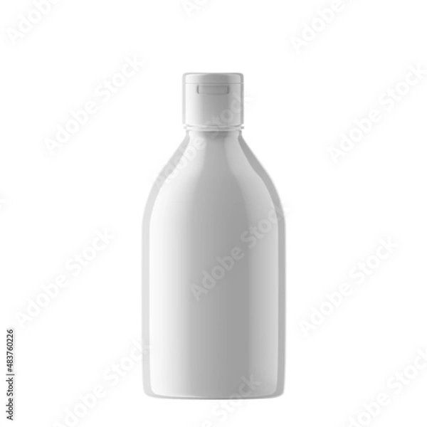 Fototapeta Round Plastic Bottle Cosmetic with Open Cap Isolated