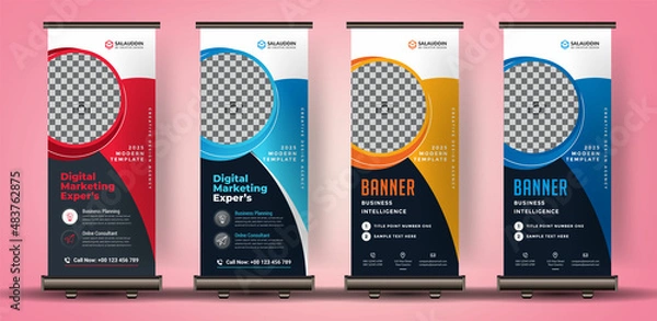Obraz Corporate Roll-up Banners, Set of roll up banner, roll up banner, banner, Corporate banner design, Pop up banner design, Creative banner, Banner eps.