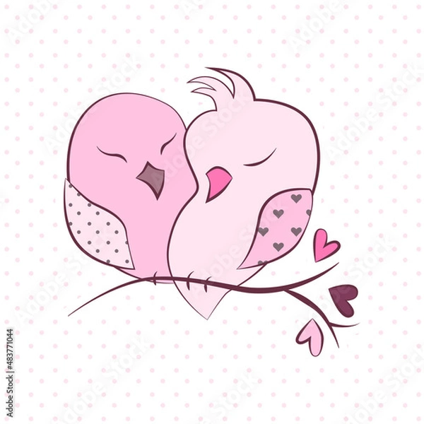 Obraz birds on a branch. vector illustration